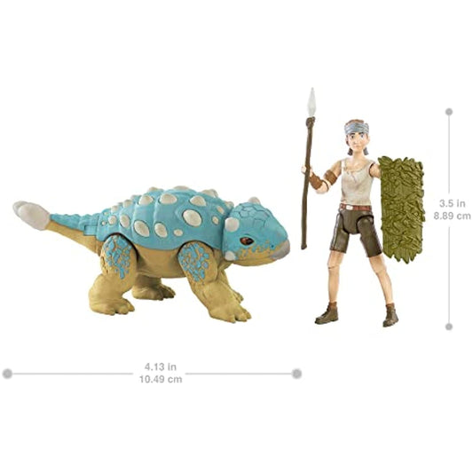 Jurassic World Human & Dino Pack Ben & Ankylosaurus Bumpy Action Figures