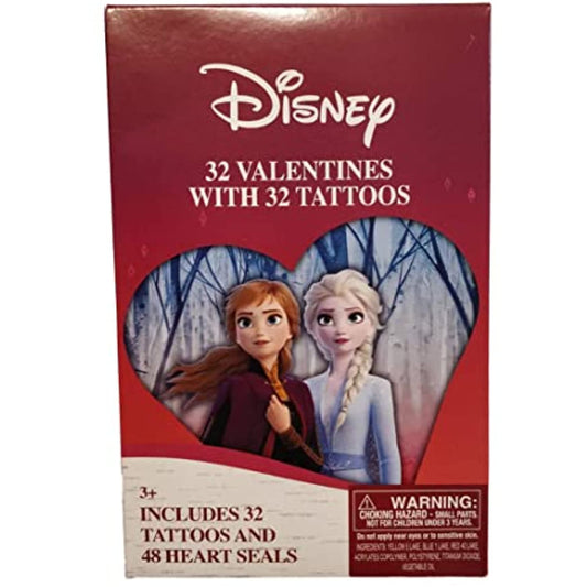 Disney Frozen 32 Cards with Tattoos Valentine's Day Classroom Exchange Cards