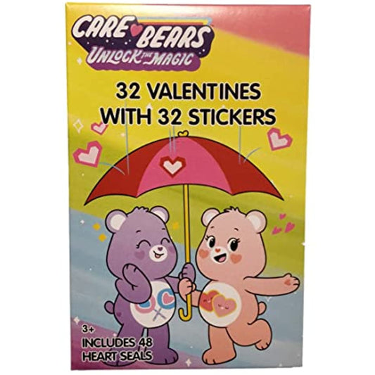 Care Bears 32 Cards with Stickers Valentine's Day Classroom Exchange Cards