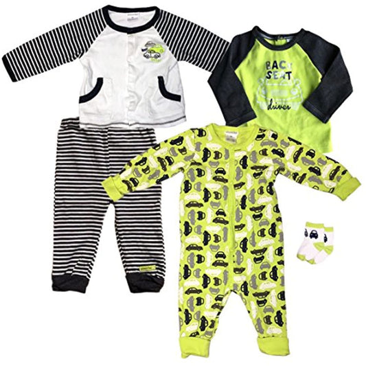 absorba Infant 5-Piece Set Jacket, Shirt, Bodysuit, Pants and Socks 6M Salty Lime