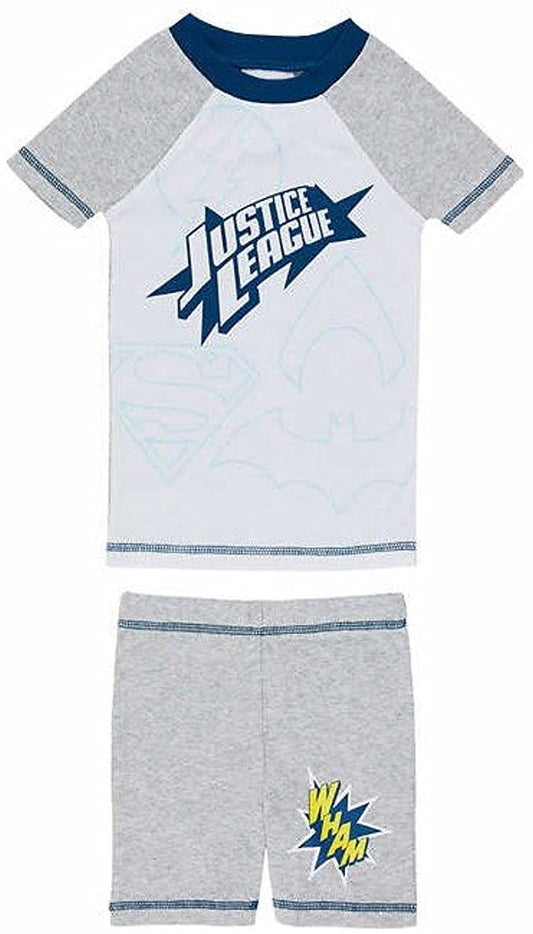 Justice League Boys' 4-Piece Pajama Set PJs 2T 3T Blue Grey