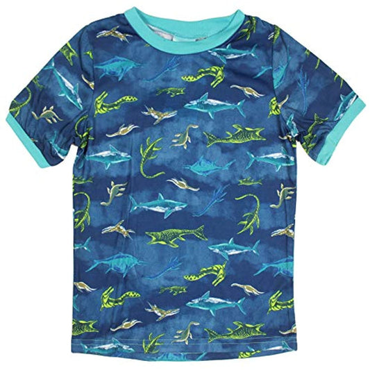 BedHead Pajamas PJs Boys' 3 Piece Set Sharks Dinosaurs Megalodon 12