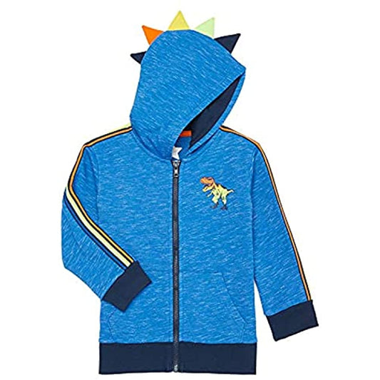 Garanimals 365 Kids Boys' Long Sleeve Dinosaur Front Zip Hoodie With Spikes 10 Blue
