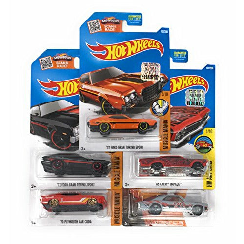 Hot Wheels Muscle Car Madness 5 Pack Random Diecast Bundle Set