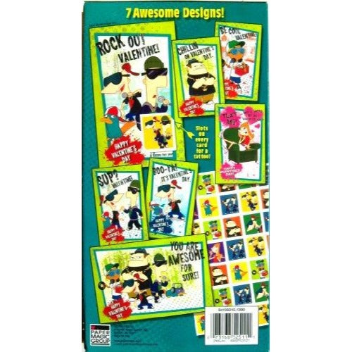 Phineas and Ferb Valentines Day Cards with Tattoos 34ct