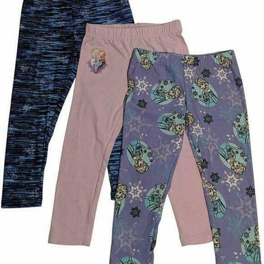Disney Frozen Toddler Girls' 3 Pack Leggings 2T Pink Purple Elsa