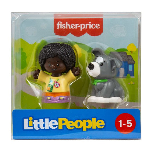 Fisher-Price Little People Hiker and Gray Dog Figures Play Toy Set