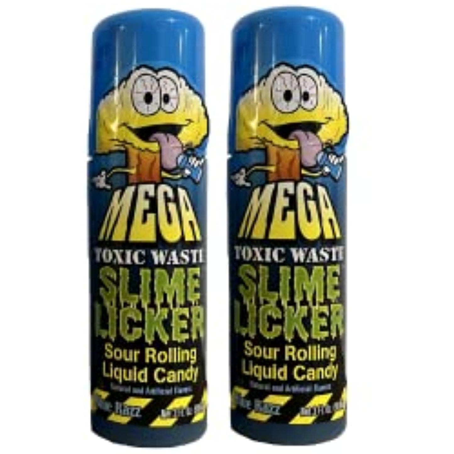 Slime Licker MEGA Size - 2-Pack of Sour Rolling Liquid Candy - TWO Blue Razz Flavors - 3 Ounces Each Bottle - Toxic Waste - TikTok Challenge Trend