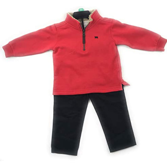 Carter's Toddler Boys' 2 Piece Half Zip Fleece Sweater & Pant Set Red Black Sherpa 4T