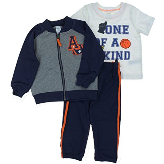 Carter's Toddler Boys 3 Piece Outfit Set Track Jacket, Pants, Tee Shirt 18M One of a Kind Sports