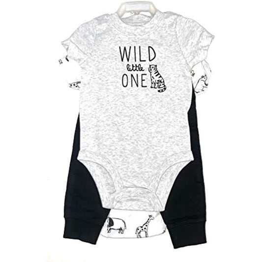 Carter's Baby Boys' 3 Piece Bodysuit Pants Set (Newborn, Zoo Animals)