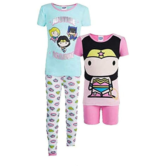 Justice Leauge Girls' Toddler 4 Pc Shorts Pants Pajama Set PJs