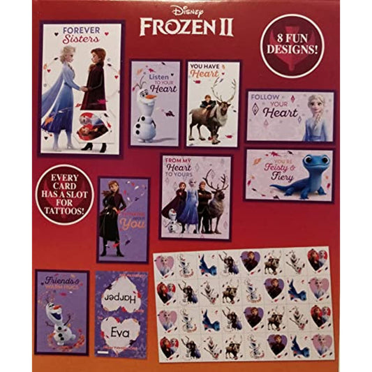 Disney Frozen 32 Cards with Tattoos Valentine's Day Classroom Exchange Cards