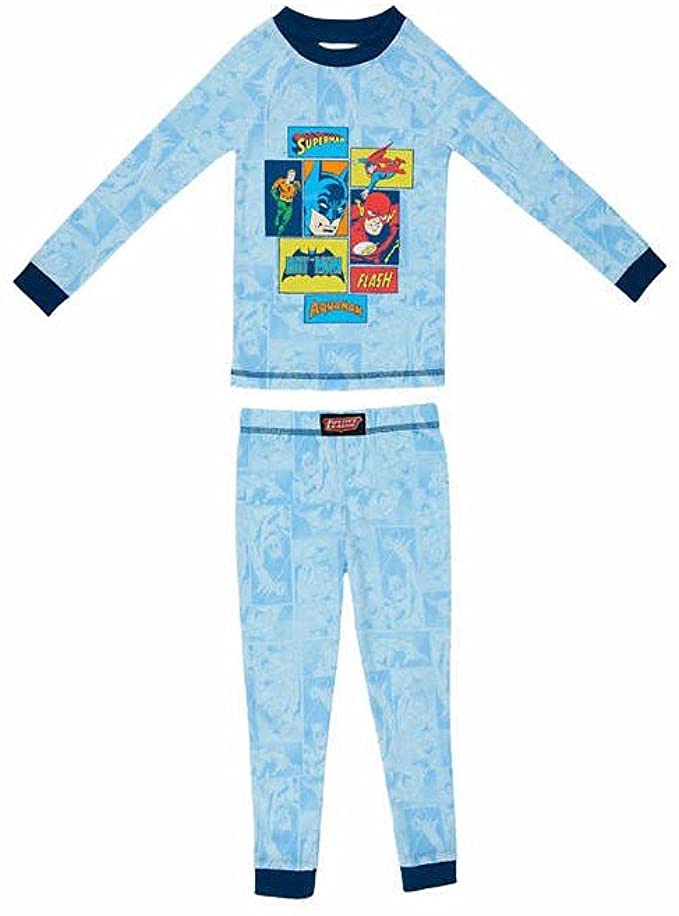 Justice League Boys' 4-Piece Pajama Set PJs 2T 3T Blue Grey