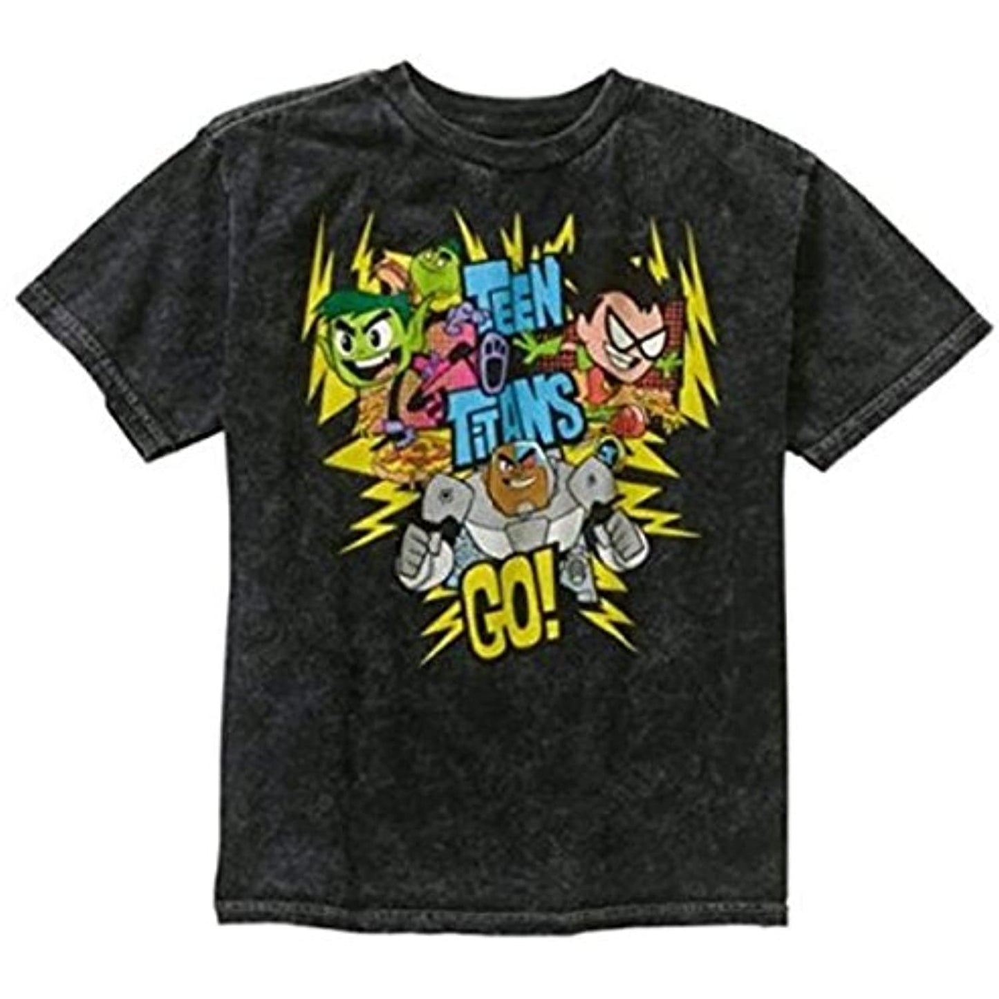 Teen Titans Go Logo Mineral Black Wash Boys Graphic T-Shirt