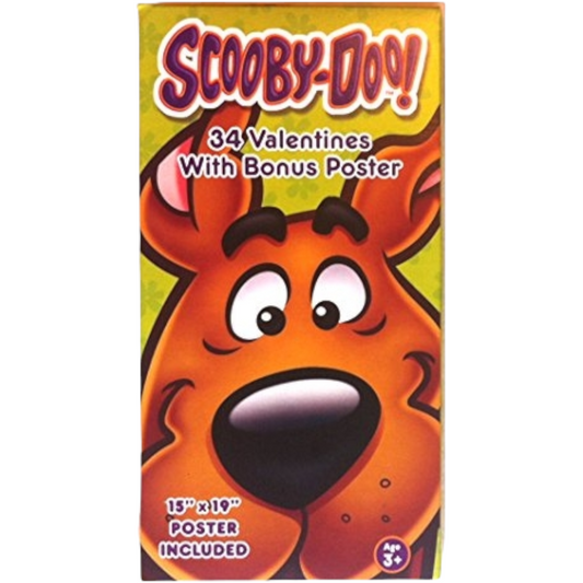 Scooby Doo 34 Count Valentines With 15" x 19" Bonus Poster Valentine's Day Classroom Exchange Cards